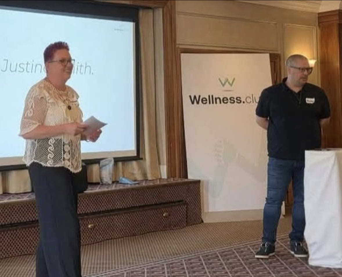 Justine and Phil presenting Wellness.club